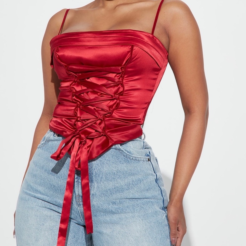 Ret front tie corset date night blouse - Picture 3 of 5